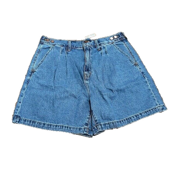 Madewell The Harlow Shorts Medium Wash Denim Jean Pleated Front Blue Size 31 NEW - Picture 1 of 8